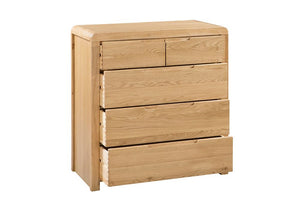 Julian Bowen Curve Waxed Solid Oak 3 Drawer 3 + 2 Drawer 6 Drawer Wide Chest (6570277077166)