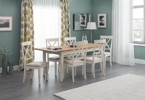 Julian Bowen Davenport Oak and Ivory Base Extending Dining Table (5805866057894)