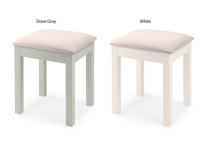 Julian Bowen Maine Surf White and Dove Grey Solid Pine Dressing Table Stool