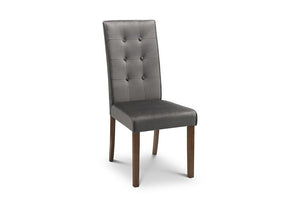 Julian Bowen Madrid Walnut and Grey Velvet High Tufted Back Dining Chair (5635510337702)