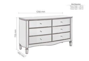 Birlea Elysee Mirrored Glass 5 Drawer Narrow, 6 Drawer Wide and Merchant Chests (5600441958566)