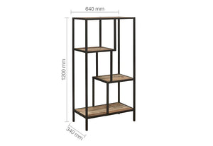 Birlea Urban Rustic Wood Effect with Black Metal Frame Medium Shelving Unit (5596190539942)