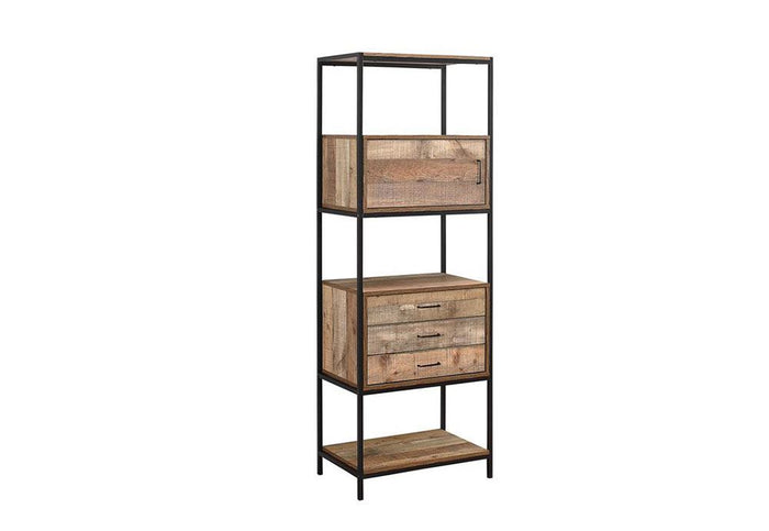 Birlea Urban Rustic Wood Effect with Black Metal Frame 3 Drawer Shelving Unit