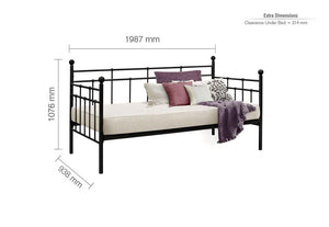 Birlea Lyon Black and Cream Metal Day Bed Frame with Comfort Care Mattress 3FT (5629804413094)
