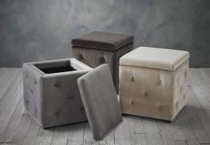 LPD Furniture Valentina Charcoal, Beige & Silver Fabric Storage Box (6168020222126)