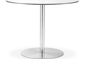 Julian Bowen Milan Round Glass Brushed Steel Pedestal Table (5801673687206)