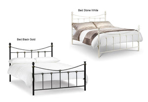 Julian Bowen Rebecca Satin Black & Stone White Metal Bed Single Double 5FT King (5644940640422)