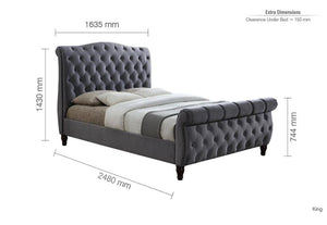 Birlea Colorado Grey Upholstered Fabric Bed 5FT King and 6FT Super King Size (5597417046182)