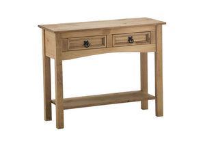 Birlea Corona Solid Pine 2 Drawer with Shelf Console Table (5596057895078)