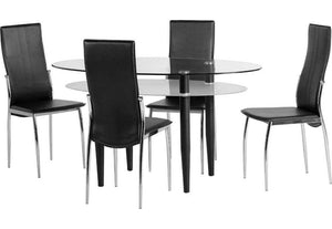 Seconique Berkley Clear Glass Table with White Faux Leather Dining Set (5718918561958)
