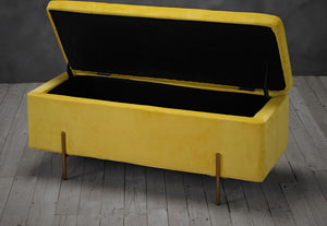 LPD Lola Grey Mustard Pink & Teal Velvet Storage Ottoman Bench (6169626902702)