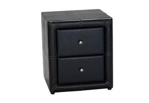 Heartlands Odessa PU Black 2 Drawer Bedside Table/ Nightstand/ Bedside Cabinet (7484327854254)