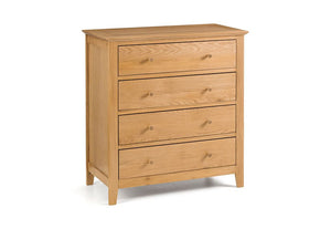 Julian Bowen Salerno Shaker Oak and Oak and Ivory 4 Drawer Chest (5644545556646)