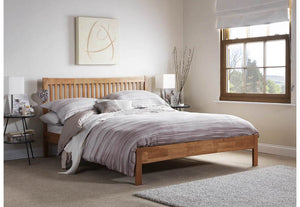 Serene Mya Honey Oak Opal White Hevea Wooden Bed 3FT Small Double 4FT6 5FT 6FT (6677588967598)