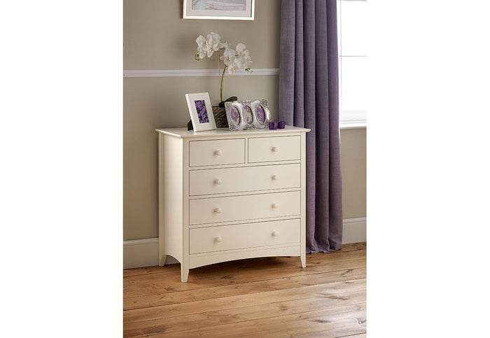 Julian Bowen Cameo Stone White Solid Pine 3 + 2 Drawer Chest