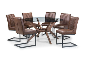 Julian Bowen Chelsea Walnut Large Round Glass Top Dining Table (5801654223014)
