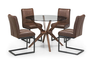 Julian Bowen Chelsea Walnut Round Glass Top Dining Table (5801652322470)