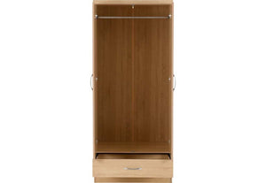 Seconique Nevada Grey, Oyster, Sonoma Oak & White 2 Door 1 Drw Mirrored Wardrobe (6541907427502)