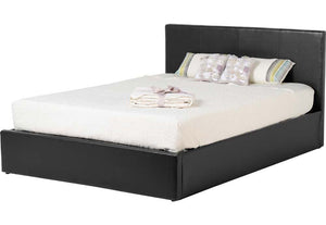 Seconique Waverley Black Faux Upholstered Fabric Bed 3FT Single 4FT6 Double (6328399331502)