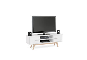 Birlea Shard Walnut & Black and White High Gloss TV Unit with Wooden Legs (5600642400422)