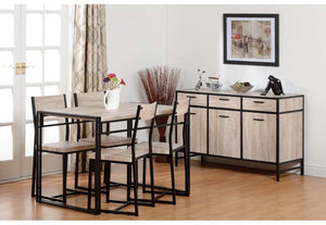 Seconique Warwick Oak Effect Veneer/Black Dining Set (5720065474726)