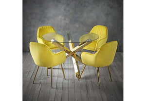 LPD Lara Vintage Pink, Forest Green, Blue,Ochre Yellow w/ Gold Legs Dining Chair (6074487308462)