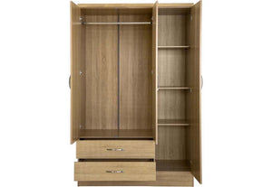 Seconique Nevada Grey, Oyster, Sonoma Oak & White 3 Door 2 Drw Mirrored Wardrobe (6541900710062)