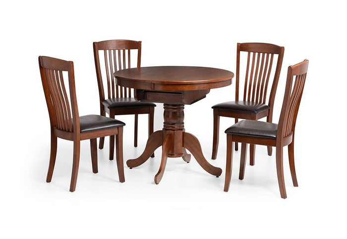Julian Bowen Canterbury Mahogany Round to Oval Extending Table Dining Table