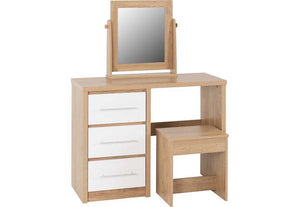 Seconique Seville Grey and White with Light Oak 3 Drawer Dressing Table Set (5769140338854)