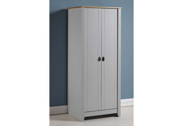 OSD Ludlow Grey and White with Oak Lacquer 2 Door Wardrobe