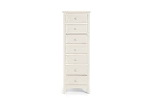 Julian Bowen Cameo Stone White Solid Pine 7 Drawer Tall Narrow Chest (5642185998502)