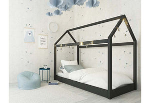 LPD Furniture Hickory Black & White Wooden House Bed 3FT Single - 90cm (6164077248686)