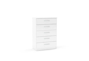 Lynx White Gloss Bedroom Furniture Wardrobe Chest Bedside by Birlea (6772085719214)