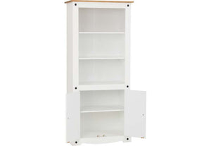 Seconique Corona White and Distressed Waxed Pine 2 Door Display Unit/Bookcase (5769200042150)