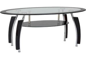 Seconique Elena Clear Glass/Black Border/Black Glass/Silver/Black Coffee Table (5745388486822)