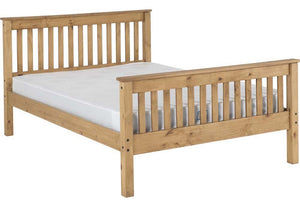 Seconique Monaco Distressed Waxed Pine High Foot End Wooden Bed 5FT King Size (5748201291942)