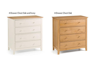 Julian Bowen Salerno Shaker Oak and Oak and Ivory 4 Drawer Chest (5644545556646)