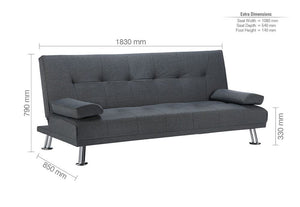 Birlea Logan Grey Polyester Buttoned Back 3 Seater Upholstered Fabric Sofa Bed (5596117794982)