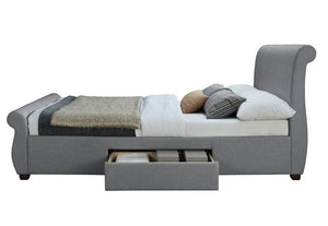 Birlea Lancaster Grey 2 Drawer Upholstered Fabric Bed 4FT6 Double and 5FT King (5597387161766)