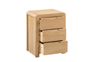 Julian Bowen Curve Waxed Oak 3Drw Bedside Table/Nightstand/Bedside Cabinet Chest (5805841088678)