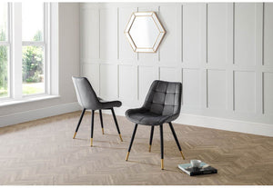 Julian Bowen Hadid Grey & Green Velvet Dining Chair (7582911922350)