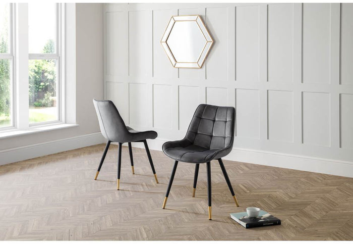 Julian Bowen Hadid Grey & Green Velvet Dining Chair