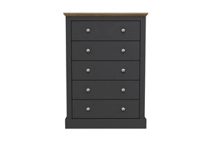LPD Devon Oak/White, Oak/Charcoal & Oak 5 Drawer Chest (6169540919470)