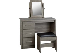 Seconique Lisbon Black Wood Grain 3 Piece Dressing Table Set with Mirror (5769081323686)