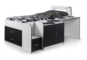 Julian Bowen Cookie White &Charcoal Grey Cabin Bed w/Premier Mattress 3FT Single (5638995312806)