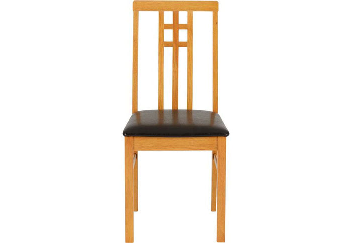 OSD Vienna Medium Oak/Brown Faux Leather Dining Chair (Set of 2)
