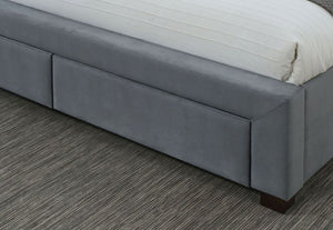 Birlea Hope Grey Velvet 4 Drawer Upholstered Fabric Bed 4FT6 Double and 5FT King (5597387194534)