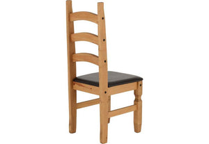 Seconique Corona Distressed Waxed Pine/Cream and Brown Faux Leather Dining Chair (5780959330470)