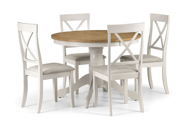 Julian Bowen Davenport Oak and Ivory Base Round Dining Table