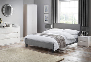 Julian Bowen Rialto Light Grey Fabric Upholstered Bed 3FT Single Double 5FT King (5644951453862)